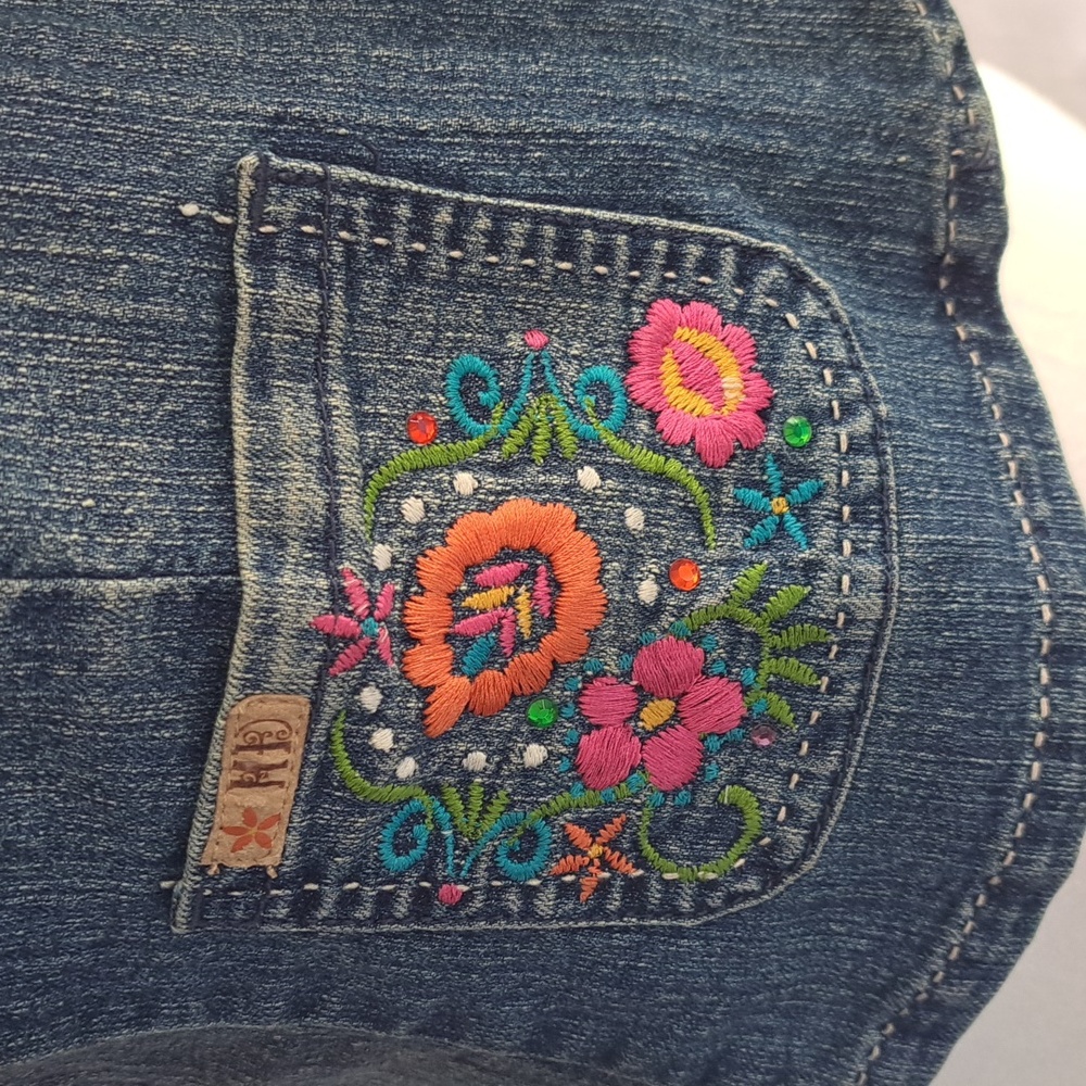 Vintage Y2k 2000s Stuff by Hilary Duff Large Denim Jacket Hood Combo Embroidery - Picture 9 of 17